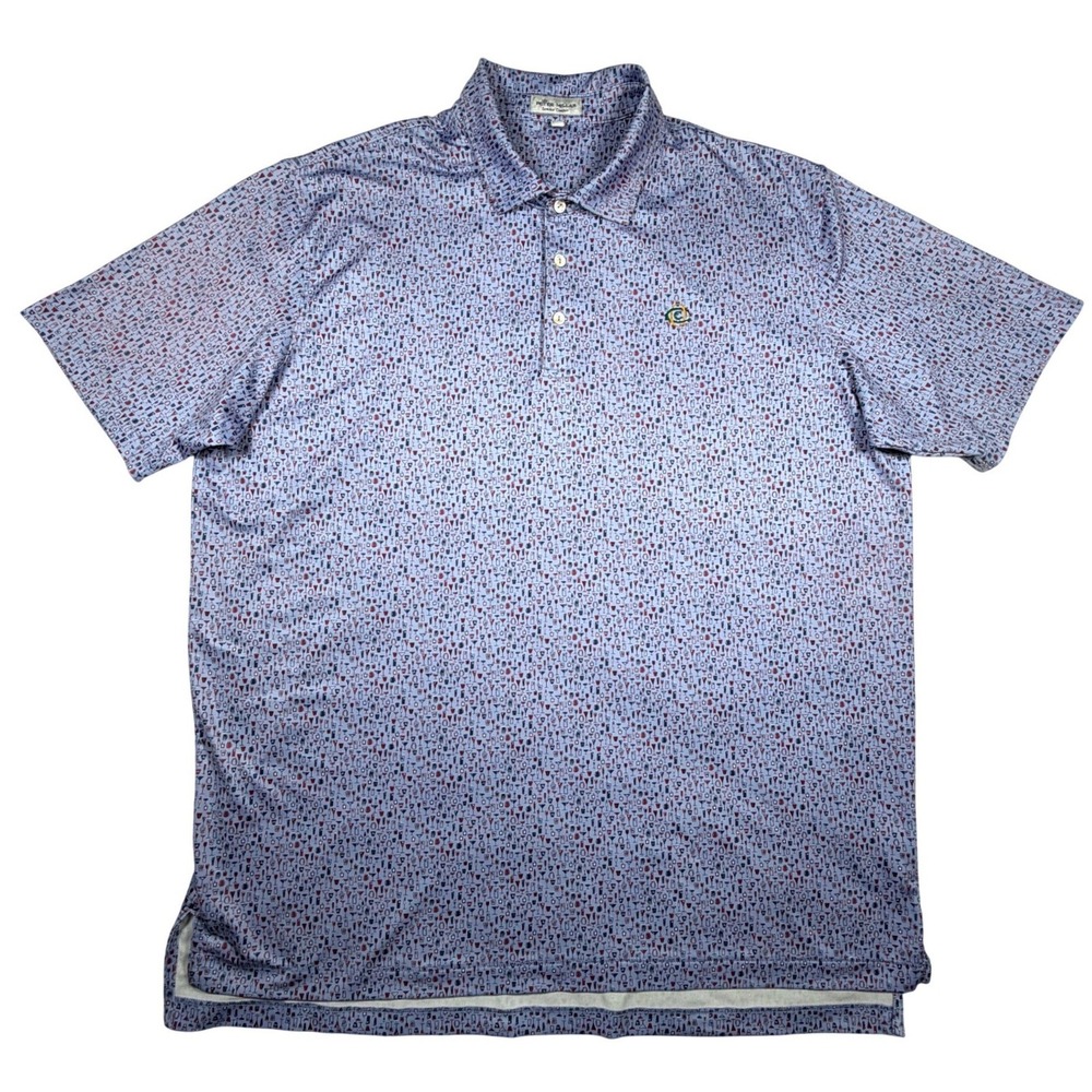 Peter Millar Summer Comfort Oakmont Country Club Mens XL Blue Cocktail Golf Polo